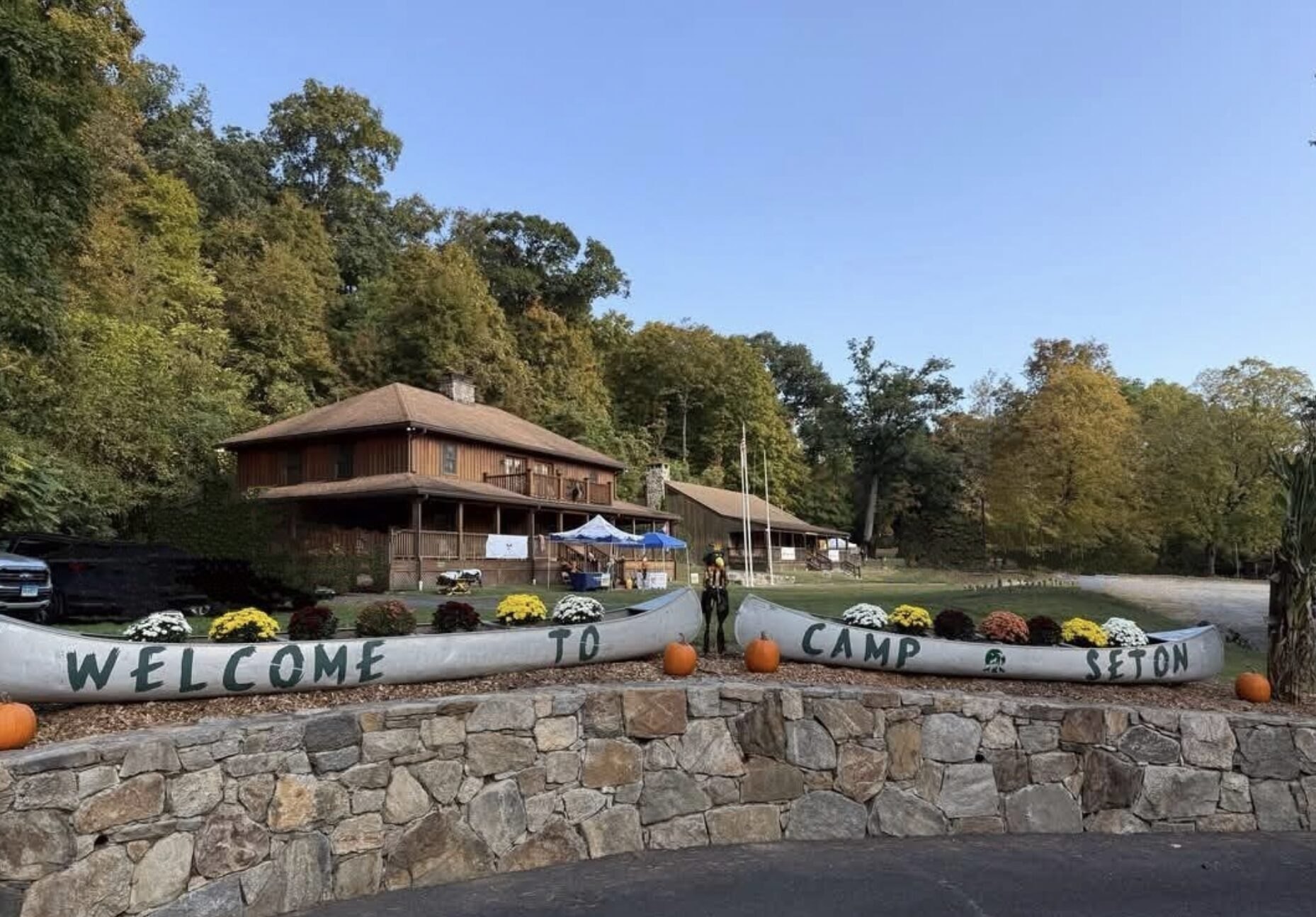 Welcome to Camp Seton sign at Seton Scout Reservation